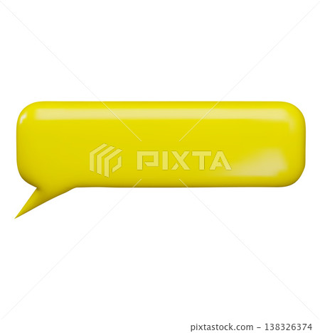 3D speech bubble, rectangular, rounded, bright yellow. 3D speech bubble, rectangular, rounded, bright yellow. 138326374