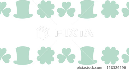 Top and Bottom Frame border of clover leaves and Leprechaun hats. St Patrick Day Copy space Template. St Patrick Minimal Flat design Media post Promo Banner, leaflets, labels, price tag Isolate Vector 138326396