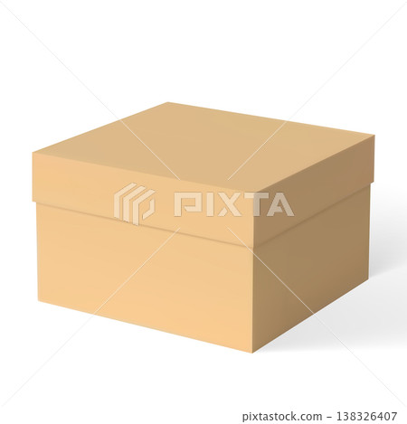Square cardboard box with a closed lid, realistic icon. Square cardboard box with a closed lid, realistic icon. 138326407