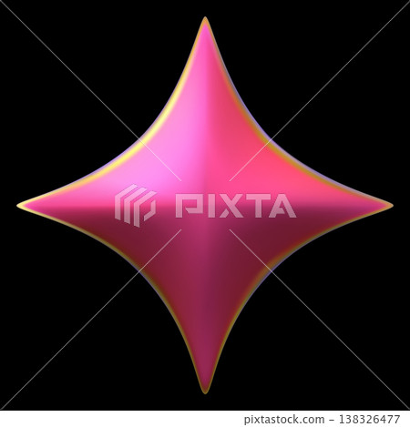 Red four-pointed star spark realistic 3D vector, space galaxy emoji, abstract shine metallic shape, sparkle decoration 138326477