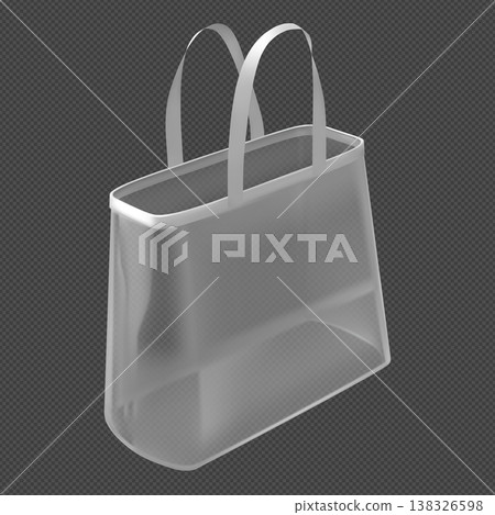 A voluminous, clear, white PVC tote bag with upturned handles. A voluminous, clear, white PVC tote bag with upturned handles. 138326598