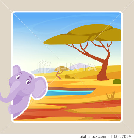 Peeking elephant. desert background outdoor landscape 138327099