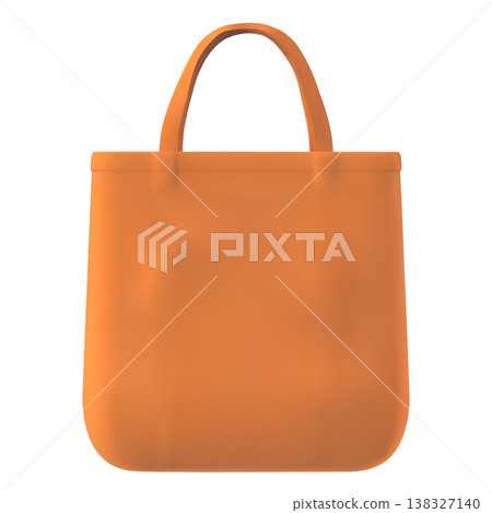 Orange reusable tote bag with handles, front view. Realistic cotton eco bag. 138327140