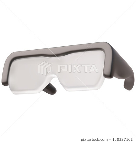 A 3D icon of industrial safety glasses with a gray frame. A 3D icon of industrial safety glasses with a gray frame. 138327161