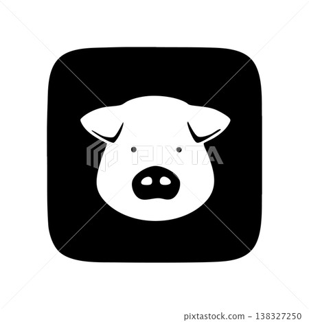 Pig, pork image, monochrome icon 138327250
