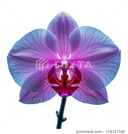 Beautiful pink and blue orchid flower with delicate veins and intricate center. Beautiful pink and blue orchid flower with delicate veins and intricate center. 138327386