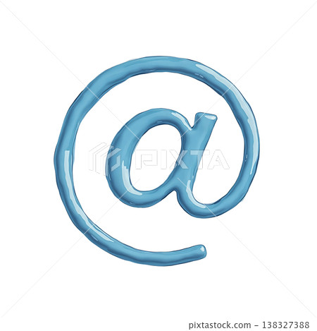 Blue plastic at symbol 3d rendering communication concept isolated on transparent. 138327388
