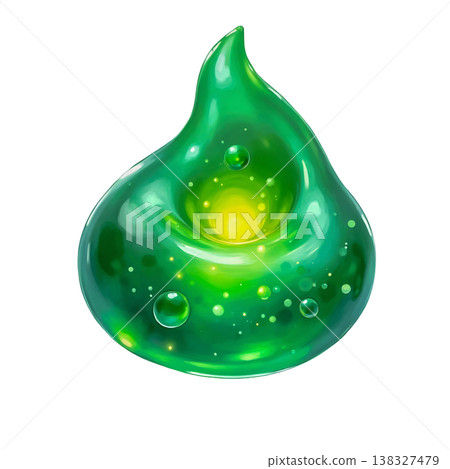 Green slime splash with internal glow and bubbles on transparent background for game design. Green slime splash with internal glow and bubbles on transparent background for game design. 138327479