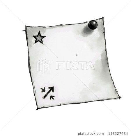 Hand drawn note pinned to transparent background with star and arrows. Hand drawn note pinned to transparent background with star and arrows. 138327484