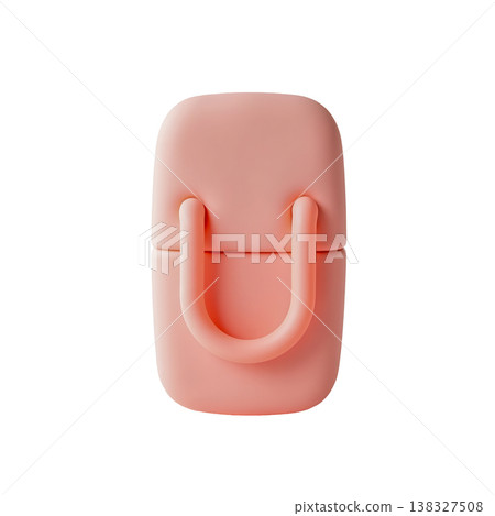 Minimalist pink clay bag icon with smooth rounded edges isolated on transparent background. Minimalist pink clay bag icon with smooth rounded edges isolated on transparent background. 138327508