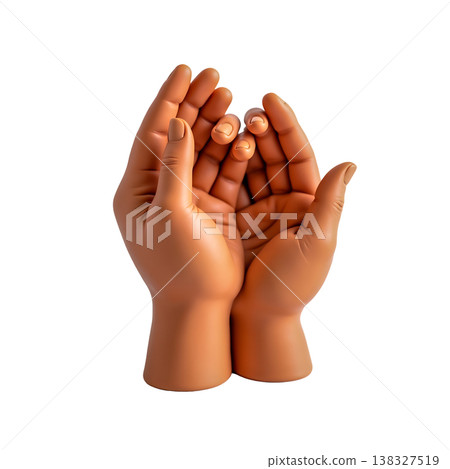 Pair of cupped hands open, gently holding, offering support or receiving something. Pair of cupped hands open, gently holding, offering support or receiving something. 138327519