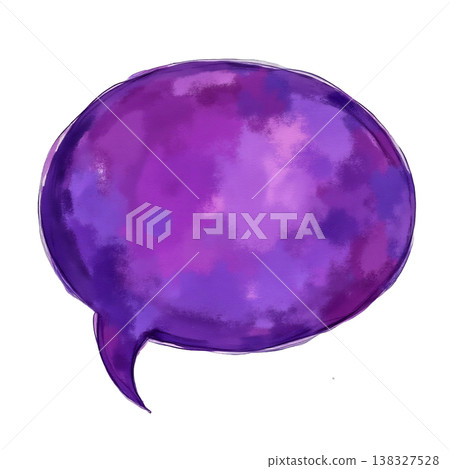 Purple watercolor speech bubble with abstract texture for text or design elements. Purple watercolor speech bubble with abstract texture for text or design elements. 138327528