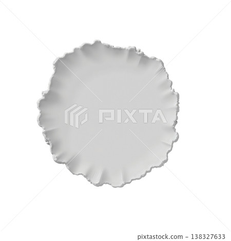 White round soft cushion or pillow with ruffled edges 3d render on transparent background. 138327633