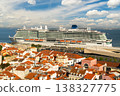 Alfama Oldest Neighborhood and Big Cruise Ship on Sunny Day. Lisbon, Portugal 138327775