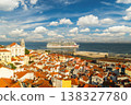 Alfama Oldest Neighborhood and Big Cruise Ship on Sunny Day. Lisbon, Portugal 138327780