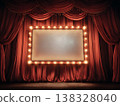 Red velvet stage curtain framing a luminous marquee at the Academy Awards 138328040