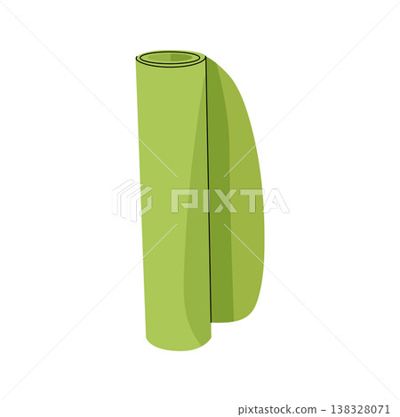 Green rolled yoga mat standing vertically isolated Green rolled yoga mat standing vertically isolated 138328071