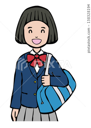 Girl smiling, wearing a school blazer. Girl smiling, wearing a school blazer. 138328194