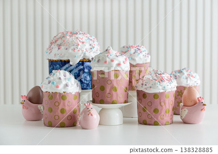 Easter Cakes with Sprinkles and Festive Decorations Easter Cakes with Sprinkles and Festive Decorations 138328885