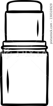 Black and white line drawing of a cream blush stick. Simple sketch style for cosmetic catalogs or beauty branding Black and white line drawing of a cream blush stick. Simple sketch style for cosmetic catalogs or beauty branding 138328929