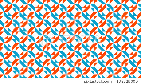 Bauhaus seamless geometric vector pattern featuring a mosaic of red, blue, and white triangles. Bauhaus seamless geometric vector pattern featuring a mosaic of red, blue, and white triangles. 138329009