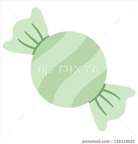 Matcha Striped Wrapped Candy Vector Illustration in Flat Style 138329085