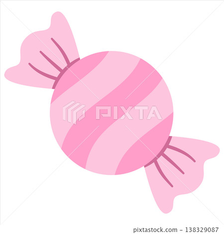 Pink Striped Wrapped Candy Vector Illustration in Flat Style Pink Striped Wrapped Candy Vector Illustration in Flat Style 138329087