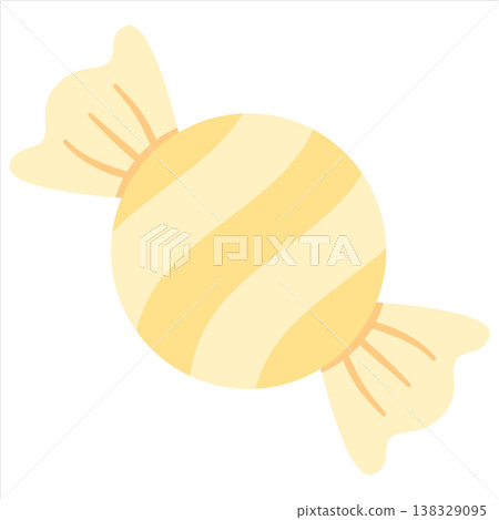 Yellow Striped Wrapped Candy Vector Illustration in Flat Style Yellow Striped Wrapped Candy Vector Illustration in Flat Style 138329095