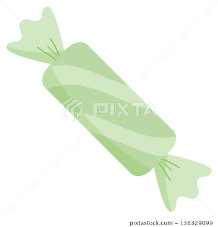 Lime Green Striped Cylindrical Wrapped Candy Vector Illustration Lime Green Striped Cylindrical Wrapped Candy Vector Illustration 138329099