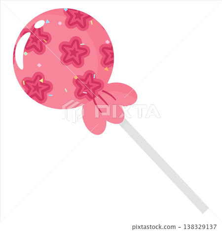 Red Lollipop with Star Patterns and Sprinkles Vector Illustration Red Lollipop with Star Patterns and Sprinkles Vector Illustration 138329137