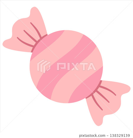 Pink Striped Wrapped Candy Vector Illustration in Flat Style Pink Striped Wrapped Candy Vector Illustration in Flat Style 138329139