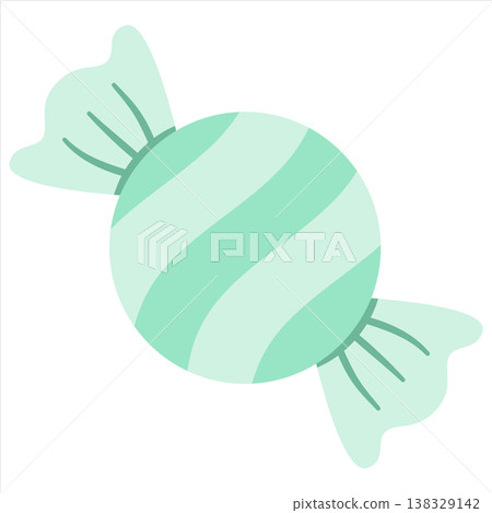 Mint Striped Wrapped Candy Vector Illustration in Flat Style 138329142