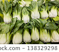 Top view of fresh organic bok choy background pattern at local farmers market 138329298