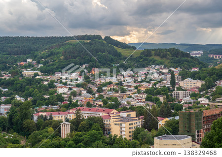 View of the mountains and Kislovodsk from the observation decks of the Kislovodsk Park View of the mountains and Kislovodsk from the observation decks of the Kislovodsk Park 138329468
