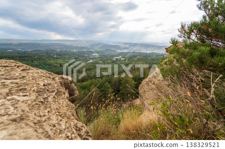 View of Kislovodsk Park and the cable car from the mountain 138329521