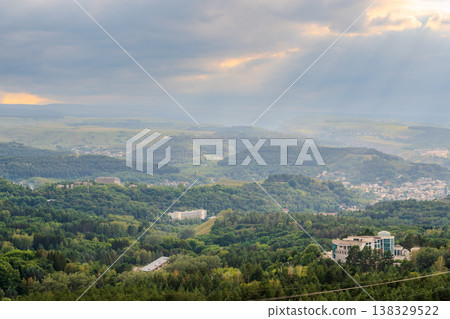 View of the mountains and Kislovodsk from the observation decks of the Kislovodsk Park 138329522