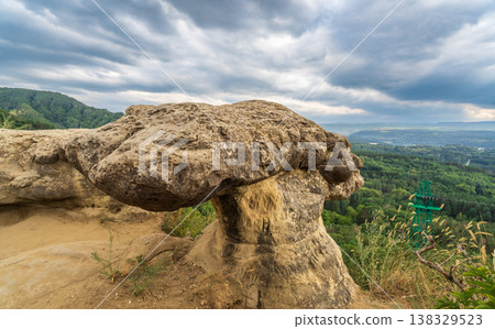 View of Kislovodsk Park and the cable car from the mountain 138329523