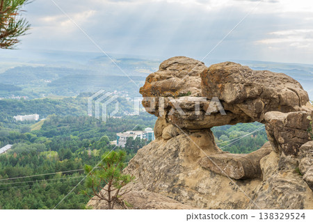 View of Kislovodsk Park and the cable car from the mountain View of Kislovodsk Park and the cable car from the mountain 138329524