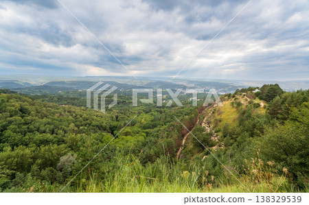 View of Kislovodsk Park and the cable car from the mountain View of Kislovodsk Park and the cable car from the mountain 138329539