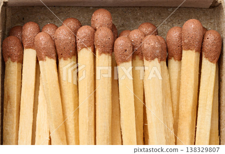 Wooden matches in a paper box Wooden matches in a paper box 138329807