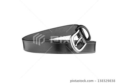 Minimal black Leather Belt with Shiny Buckle 138329838