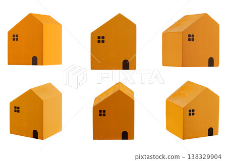 Various Views of Yellow Wooden House Blocks Mockup Set Various Views of Yellow Wooden House Blocks Mockup Set 138329904