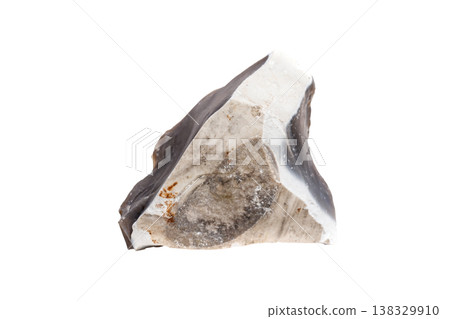 Elegant Flint Mineral on White Isolated Background 138329910