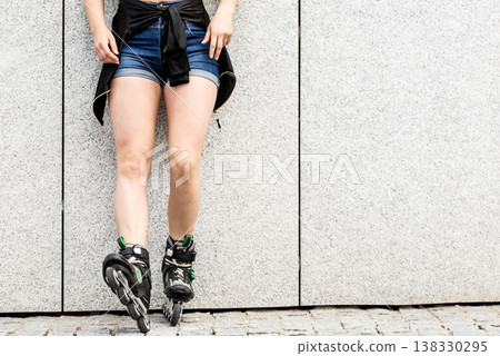 Sexy woman wearing roller skates Sexy woman wearing roller skates 138330295