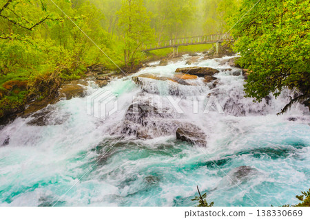 Waterfall along the Aurlandsfjellet Norway Waterfall along the Aurlandsfjellet Norway 138330669