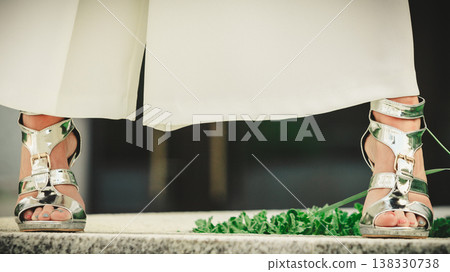 Woman wearing high heels and culottes 138330738