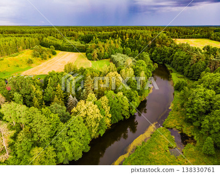 Brda river and Tuchola forest in Poland. Aerial view Brda river and Tuchola forest in Poland. Aerial view 138330761