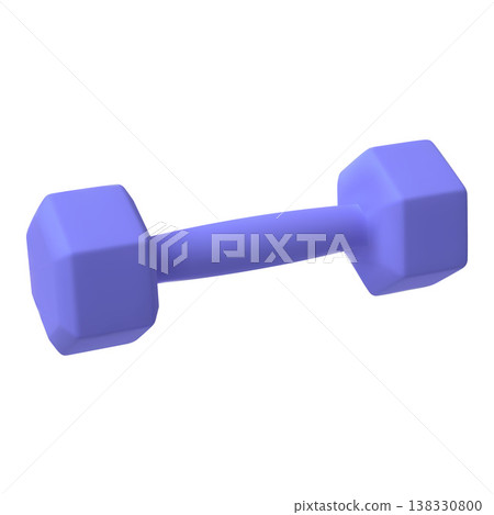 Blue dumbbell realistic 3D vector icon, sport equipment for exercise with weights, workout, fitness strength training 138330800