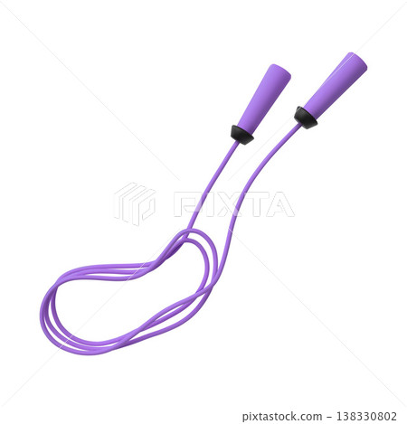 A realistic purple jump rope, flexible equipment for cardio workouts. A realistic purple jump rope, flexible equipment for cardio workouts. 138330802