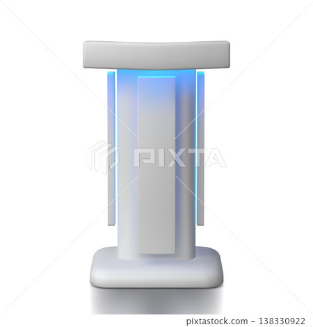 Service desk vector 3D mockup, promotional advertising booth stand with led illumination, information stall front view Service desk vector 3D mockup, promotional advertising booth stand with led illumination, information stall front view 138330922